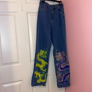 SHEIN dragon jeans